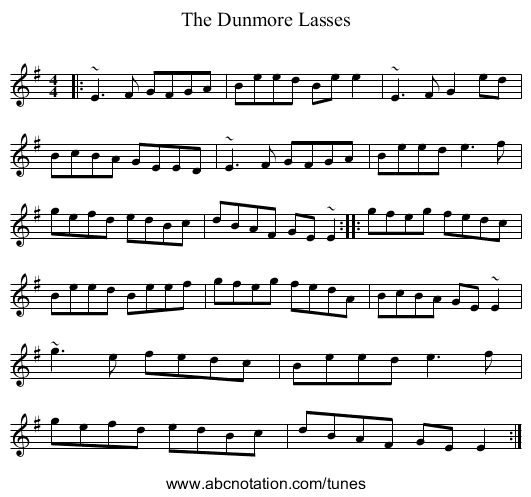 The Dunmore Lasses - staff notation