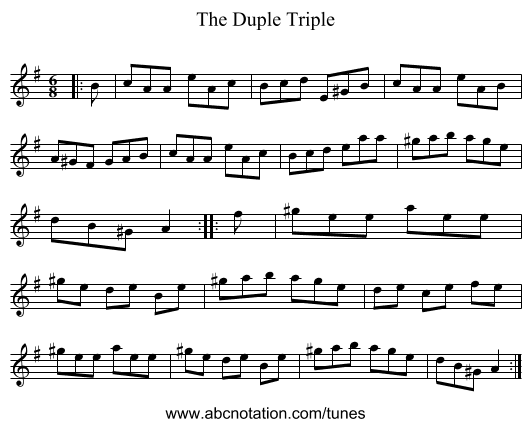 The Duple Triple - staff notation