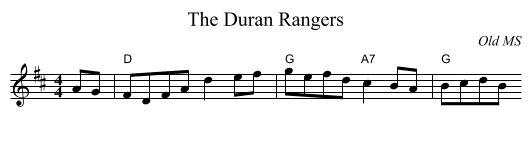 The Duran Rangers - staff notation