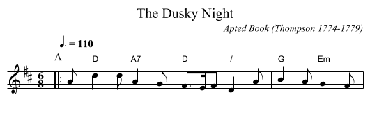 The Dusky Night - staff notation