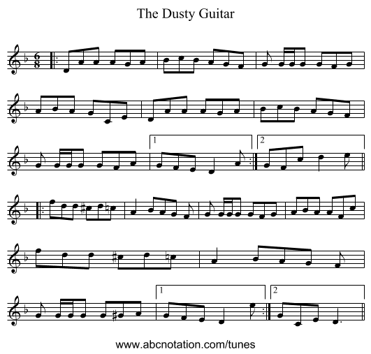 The Dusty Guitar - staff notation