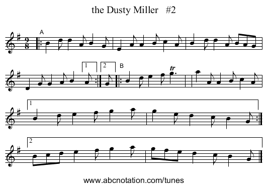 the Dusty Miller   #2 - staff notation