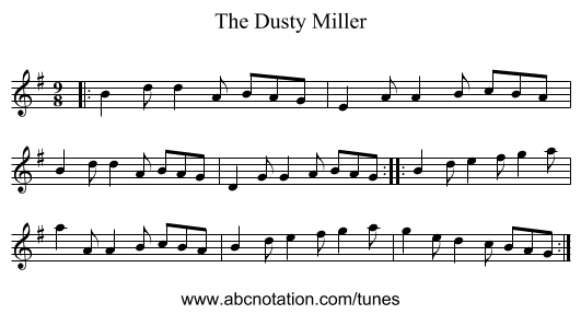 The Dusty Miller - staff notation