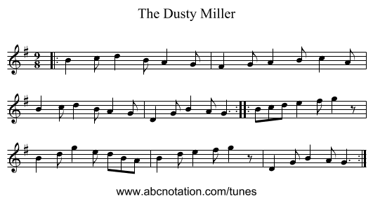 The Dusty Miller - staff notation