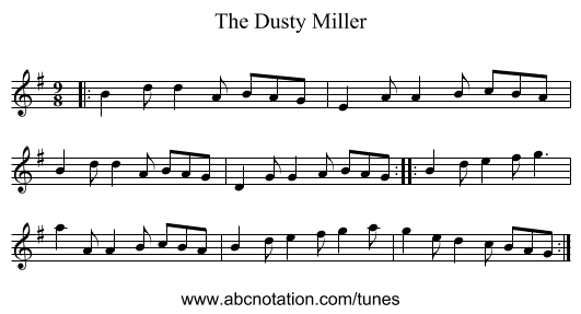 The Dusty Miller - staff notation
