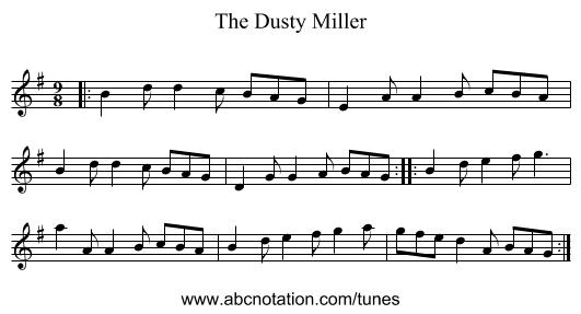 The Dusty Miller - staff notation