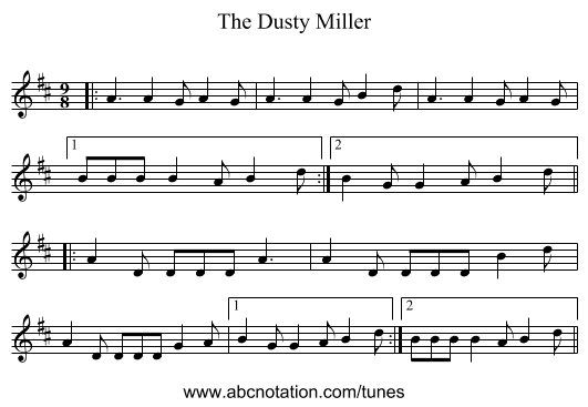 The Dusty Miller - staff notation