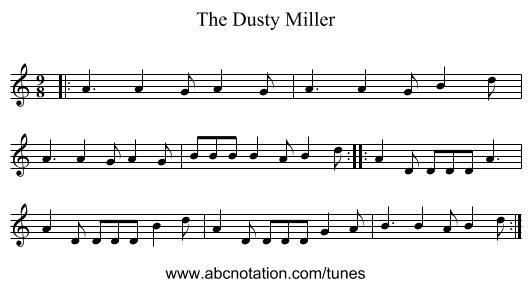 The Dusty Miller - staff notation