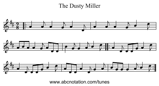 The Dusty Miller - staff notation