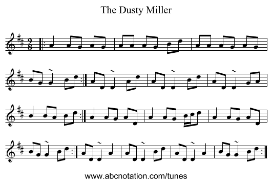 The Dusty Miller - staff notation