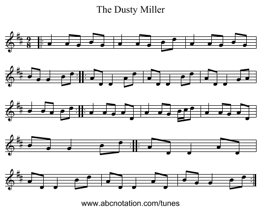 The Dusty Miller - staff notation
