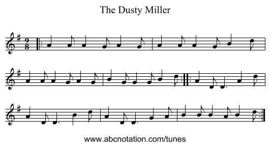 The Dusty Miller - staff notation