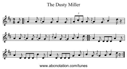 The Dusty Miller - staff notation