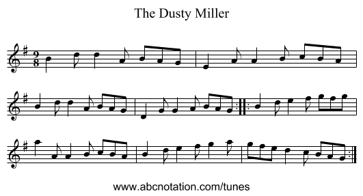 The Dusty Miller - staff notation