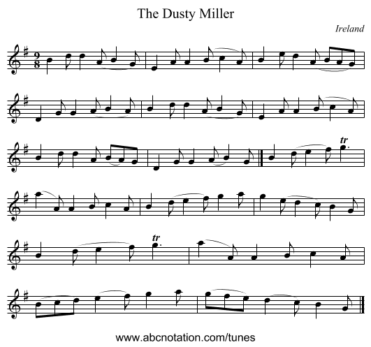 The Dusty Miller - staff notation