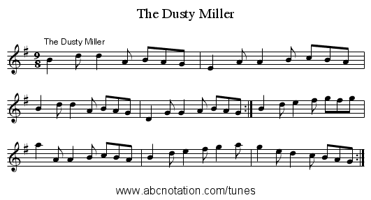 The Dusty Miller - staff notation