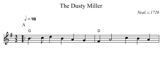 The Dusty Miller - staff notation