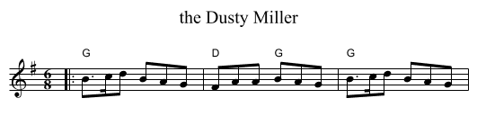 the Dusty Miller - staff notation