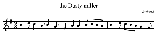 the Dusty miller - staff notation