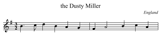 the Dusty Miller - staff notation