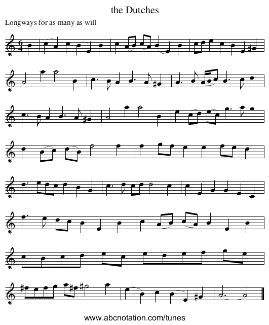 the Dutches - staff notation