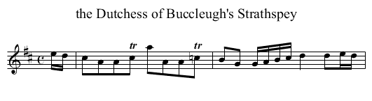the Dutchess of Buccleugh's Strathspey - staff notation