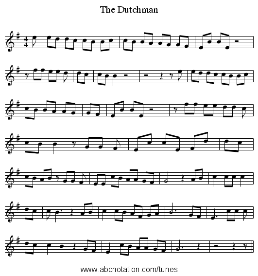 The Dutchman - staff notation