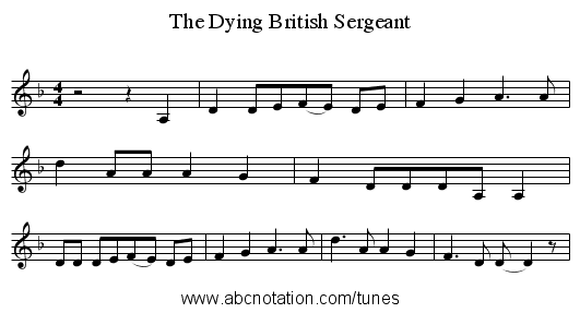 The Dying British Sergeant - staff notation