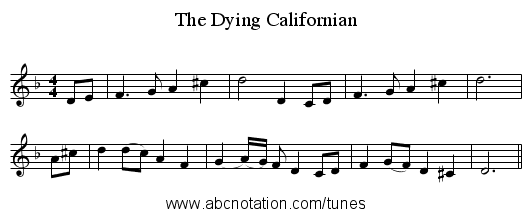 The Dying Californian - staff notation