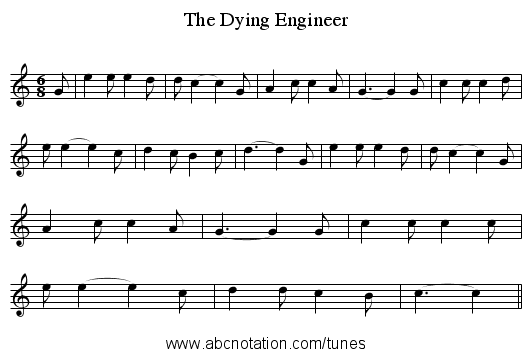 The Dying Engineer - staff notation