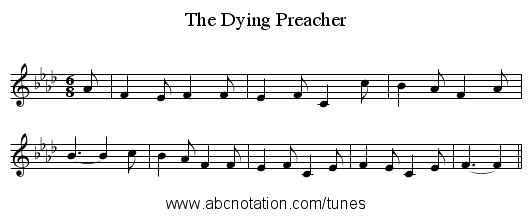 The Dying Preacher - staff notation