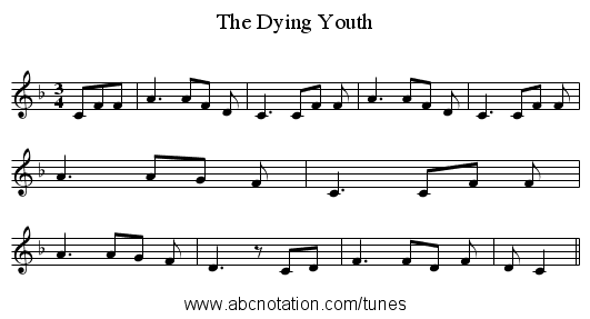 The Dying Youth - staff notation