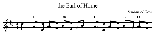 the Earl of Home - staff notation