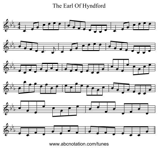 The Earl Of Hyndford - staff notation