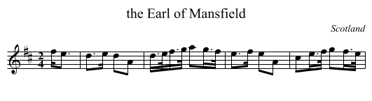 the Earl of Mansfield - staff notation