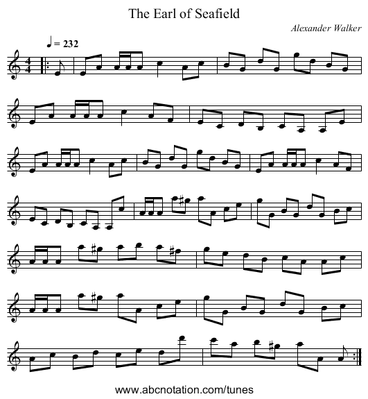 The Earl of Seafield - staff notation