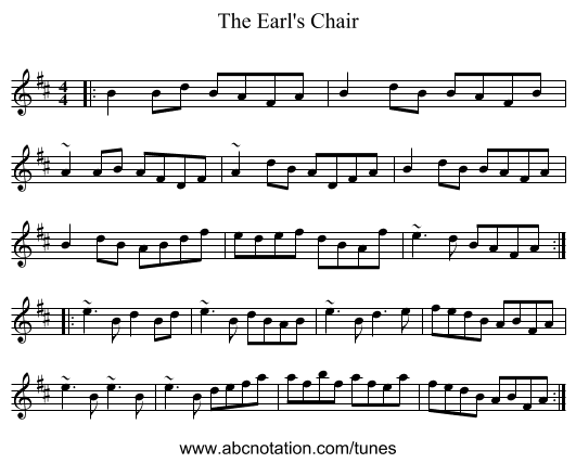 The Earl's Chair - staff notation