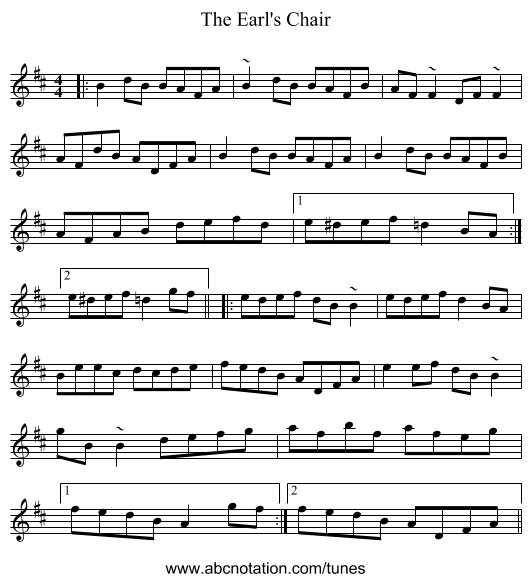 The Earl's Chair - staff notation