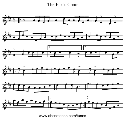 The Earl's Chair - staff notation