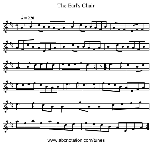 The Earl's Chair - staff notation