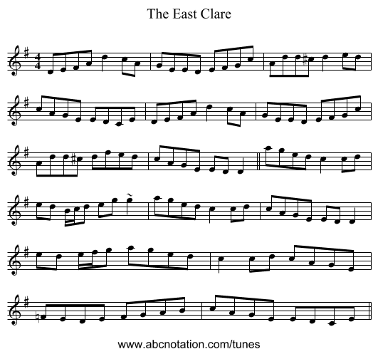 The East Clare - staff notation