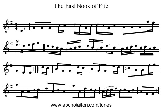 The East Nook of Fife - staff notation