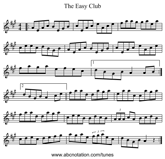 The Easy Club - staff notation