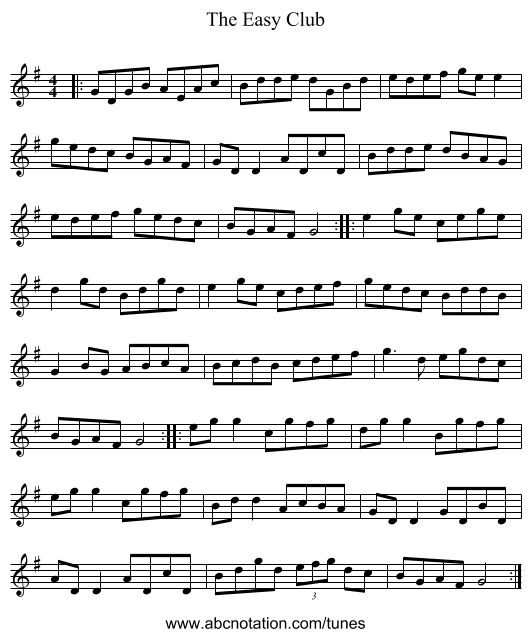 The Easy Club - staff notation