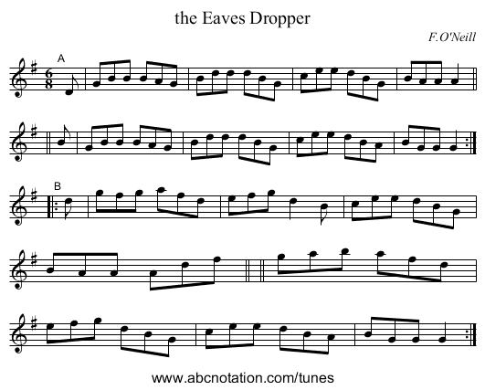 the Eaves Dropper - staff notation