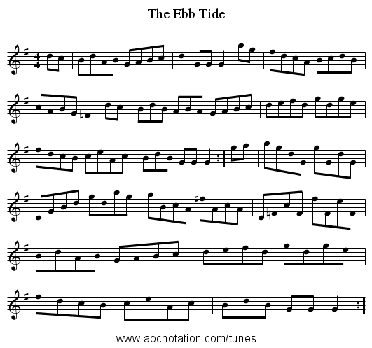 The Ebb Tide - staff notation