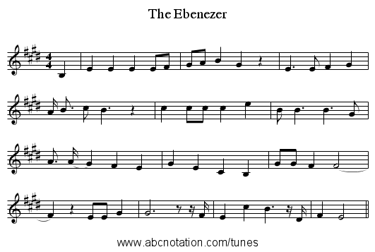 The Ebenezer - staff notation