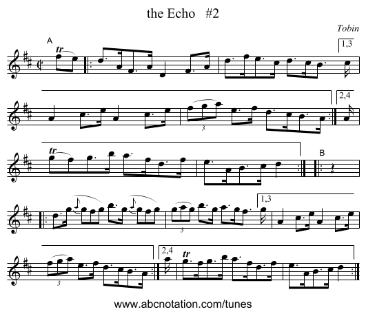 the Echo #2 - staff notation