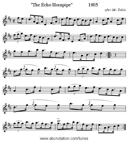 The Echo Hornpipe             1605 - staff notation