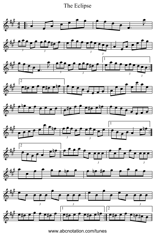 The Eclipse - staff notation